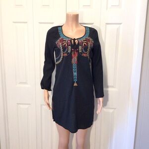 Old Navy Womens Black Embroidered Peasant Swimsuit Cover Up Top Size Medium